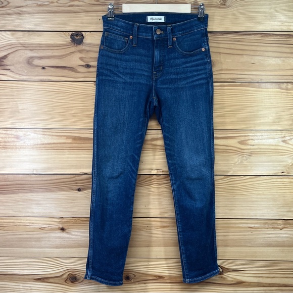 Madewell Slim Straight Jeans 26 Stretch Denim Pants High Rise Medium Wash - Picture 1 of 14